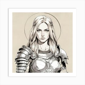 Warrior Woman In Armor Art Print