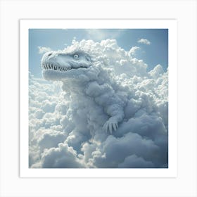 Dinosaur In The Clouds Art Print