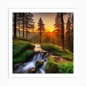 Sunrise In The Forest 16 Art Print