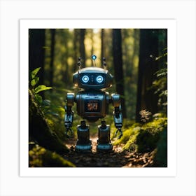 Robot In The Forest Art Print