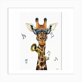 Jazz Playing Giraffe In Sunglasses Print Art And Wall Art Art Print