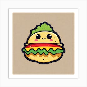 Kawaii Burger Art Print