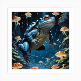 Frog In the deep sea Art Print