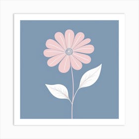 A White And Pink Flower In Minimalist Style Square Composition 680 Art Print