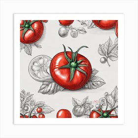 Red Tomatoes On A White Background Art Print