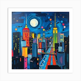 New York City At Night 1 Art Print