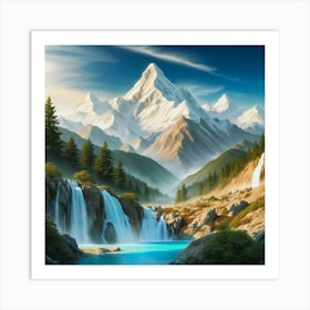 Waterfalls In The Mountains Art Print