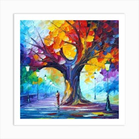 Colorful Tree oil painting abstract painting art 1 Art Print