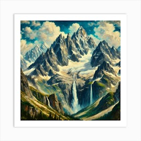 Waterfall In The Mountains 2 Art Print