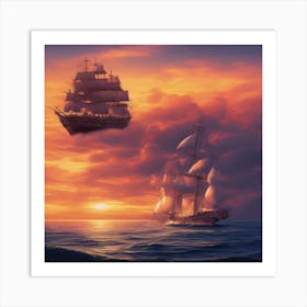 Sailing Ships In The Sky Art Print
