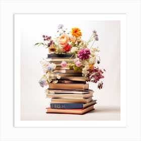 Flowers On Books 5 Art Print