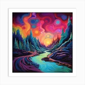 Sunset In The Forest Art Print