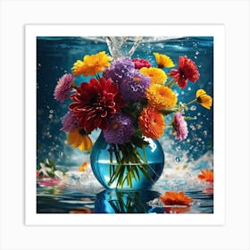 Flowers In Water Art Print