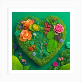 Heart Made Of Flowers 1 Art Print