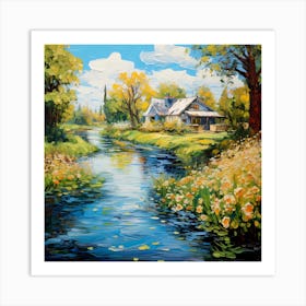 Luminous Retreat: Riverside Impressionist Dream Art Print