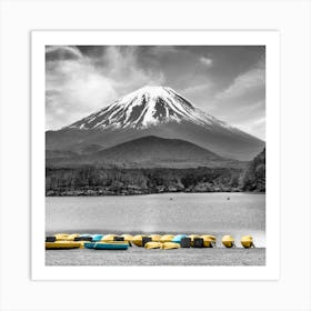 Lake Shoji With Majestic Mount Fuji In Colorkey Art Print