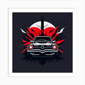 Car Red Artwork Of Graphic Design Flat (237) Art Print