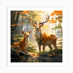 Deer In The Forest 2 Art Print