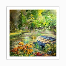 Boat In The Garden Art Print