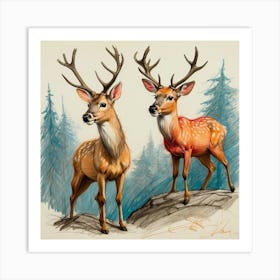 Deer Painting 8 Art Print