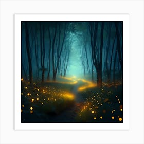 Fireflies In The Forest 1 Art Print