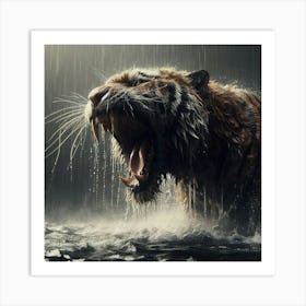 Tiger In The Rain Art Print