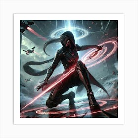 A Dramatic Sci Fi Scene Featuring Zoya Nightshade Blade Of Shadows Art Print