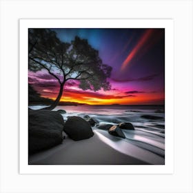 Lone Tree At Sunset 2 Art Print