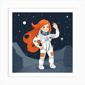 Create A Cartoon Version Of A Simple Female Astron (1) Art Print