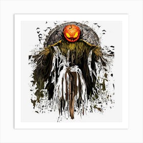 Mens The Pumpkin King Crown Halloween Jack O Lantern Scary Face 1 Art Print