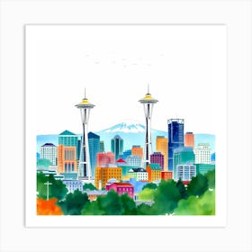 Seattle Skyline 2 Poster