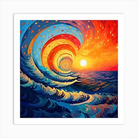 Ocean At Sunset Art Print