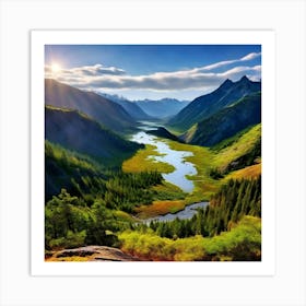 Mountain Valley Hill Meadow River Lake Ocean Desert Plain Forest Tundra Savanna Glacie (3) Art Print