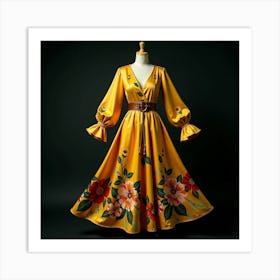 Yellow Floral Dress 6 Poster