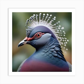 National Geographic Realistic Illustration Victoria Crowned Pigeon Goura Victoria Close Up 1 Art Print