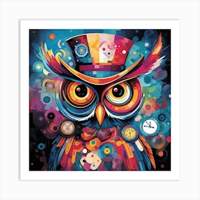 Owl In Top Hat 1 Art Print