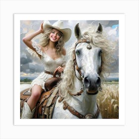 Cowgirl On Horse Art Print