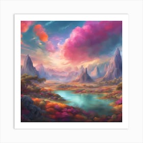 Landscape Painting With Vibrant Colors Art Print