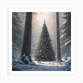 Christmas Tree In The Forest 125 Art Print