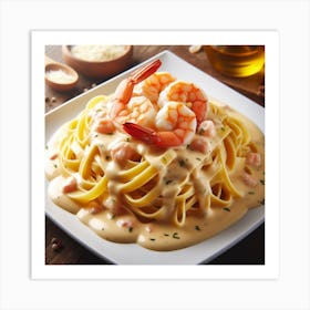 Pasta With Shrimp And Sauce Art Print