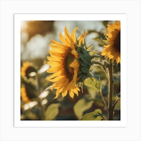A Blooming Sunflower Blossom Tree With Petals Gently Falling In The Breeze 2 Art Print