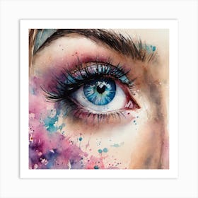 Watercolor Of A Woman'S Eye 2 Art Print