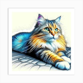 Feline Cat Creative Artwork Illustration 57 Art Print