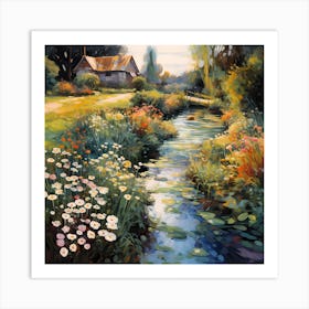 Sylvan Serenity: Brushstroke Ballet by the River Art Print