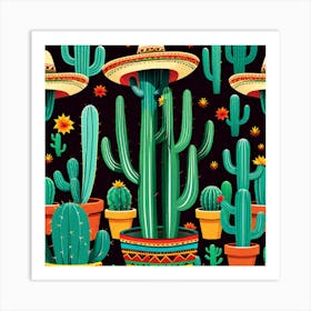 Mexican Cactus Pattern 5 Art Print