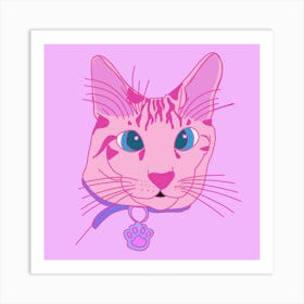 Psychodelic pink Cat decoration  Art Print