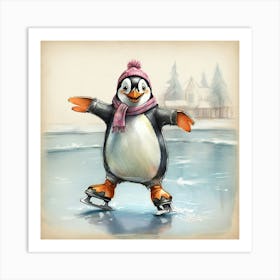 Penguin On Ice 4 Art Print