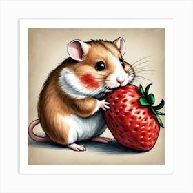 Hamster With Strawberry 1 Art Print