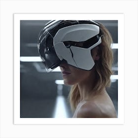 Create A Cinematic Apple Commercial Showcasing The Futuristic And Technologically Advanced World Of The Man In The Hightech Helmet, Highlighting The Cuttingedge Innovations And Sleek Design Of The Helmet And (7) Art Print