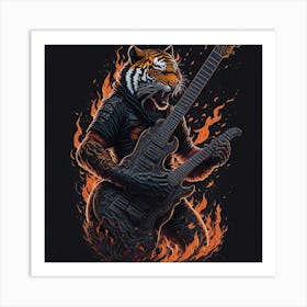 Tiger In Flames Art Print